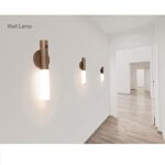 LANDGOO Motion Sensor Night Lights Magnet Body Sensor Hallway, Rechargeable Led Light Portable Stairway, Wooden Wall Sconce Battery Powered Cabinet Lights(Walnut Wood 2PCS)