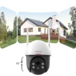 DEKCO 2K Solar Security Camera Wireless Outdoor, 360 Degree Rotating Pan Tilt Home Surveillance System with Spotlight and Sound Alarm, Night Vision, Motion Detection, 2 Way Talk, Requires 2.4GHz WiFi