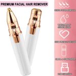 Eyebrow Trimmer & Facial Hair Remover , 2 in 1 Portable Rechargeable Painless-Precision Eyebrow Trimmer Eyebrow Razor Tool with Built-in LED for Face Lips Nose Facial Hair Removal