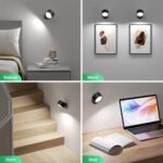 Lightbiz LED Wall Mounted Lights 2 Pcs with Remote, Wall Sconces Lamp 2000mAh Rechargeable Battery Operated, Brightness Adjustable Magnetic Ball 360° Rotation Night Light for Bedroom Bedside