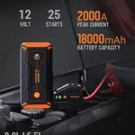 Powrun P-ONE Jump Starter, 2000A Portable Jump Box – Car Jump Starter Battery Pack for up to 8.0L Gas and 6.5L Diesel Engines, 12V Battery Jump Starter with LCD Display (Orange)