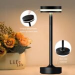 2PCS Cordless LED Rechargeable Table Touch Lamp,3 Color Stepless Dimming,Built-in 5000mAh Battery Table Light, Ambient Light for Restaurant Patio Office Dorm Terrace Outdoor Party Bar Cafe Desk(Black)