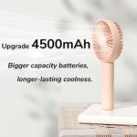 JISULIFE Handheld Fan, ?4500mAh? Portable Small Fan with 3 Speeds, USB Rechargeable Hand Fan, Personal Fan Battery Operate for Outdoor, Indoor, Commute, Office, Travel -Pink