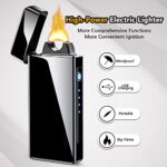 RSBYE Electric Lighter Flame, Windproof Lighter Plasma-Flame Arc Lighter Rechargeable USB Lighter Flame Lighter with Battery Indicator (Black)