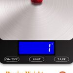 JSK 33lb Digital Food Scale, Rechargeable Kitchen Scale for Food Ounces and Grams, 304 Stainless Steel for Cooking Baking, Batteries and Type-C Charging Cable Included