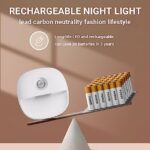 Lyridz Rechargeable Night Light, Motion Sensor Battery Night Light, Mini Stick-on LED Closet Light, 1-20LM Dimmable Brightness for Bedroom, Kitchen, Washroom, Stairs, Hallway, 3-Pack