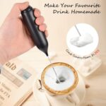 Rechargeable Milk Frother Handheld for Coffee, Stirrers Electric Whisk with Wall Mounted Stand, Drink Mixer Hand Frother Wand (MF01)