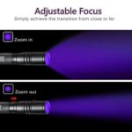 COSMOING UV Flashlight Rechargeable, 395nm Ultraviolet Flashlight, Zoomable Pen Blacklight Flashlight IP54 Waterproof Detector for Pet Urine, Cat Dog Stains, Scorpion, Bed Bug