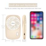 Aluan Handheld Fan Mini Fan Powerful Small Personal Portable Fan Speed Adjustable USB Rechargeable Cooling for Kids Girls Woman Home Office Outdoor Travel, Beige