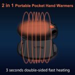 Hand Warmers Rechargeable 2 Pack, 12Hrs Long Heating Pocket Size Electric Handwarmers, Quick Charge Portable Pocket Hand Warmer Great Gift for Christmas Outdoors, Hunting, Golf, Camping