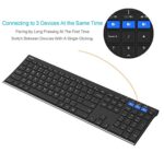 Arteck HB192 Universal Bluetooth Keyboard Multi-Device Stainless Steel Full Size Wireless Keyboard for Windows iOS Android Computer Desktop Laptop Surface Tablet Smartphone Rechargeable Battery