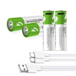 Lankoo USB AA Lithium ion Rechargeable Battery, High Capacity 1.5V 2600mWh Rechargeable AA Battery, 1.5 H Fast Charge, 1200 Cycle with Type C Port Cable, Constant Output,4-Pack