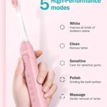 Initio Sonic Electric Toothbrush for Adults, Rechargeable Toothbrush with Smart Timer, 5 Modes, 3 Brush Heads, 40,000 VPM Motor, Whitening Power Toothbrush, IT959 (Pink)