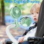 SWEETFULL Portable Stroller Fan, LED Display 6000mAh Battery Operated Mini Clip Fan, 4 Speed Rechargeable Small Personal Fan Handheld Desk Cooling Fan For Car Seat Crib Treadmill Travel