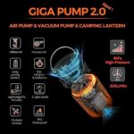 New GIGA PUMP 2.0 Electric Portable Air Pump 1300mah Battery Rechargeable Pump Ultra-Mini Inflator/Deflator Pump for Swimming Rings air Mattress Bed Pool Toy Camping Light Ultra-Mini Air Pump