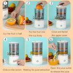 resome Electric Citrus Juicer, Rechargeable Juicer Machine with USB Cable and Cleaning Brush, Orange Lime Lemon Grapefruit Juicer Squeezer, Easy to Clean Portable Juicer (White)