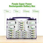 EBL Purple Super Power Battery Box Include : 12 AA Batteries + 8 AAA Batteries +2pcs C/D Adapters