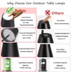 Ralbay 2 Pack Rechargeable LED Table Lamp,Portable Black Outdoor Table Lamp Waterproof 3W 5000mAh Dining Table Lamps, Stepless Dimmable Battery Powered Lamps for Outdoor/Restaurant Home Lighting