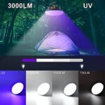 IODOO 96 LED UV Flashlight Camping Light, 10000mAh Rechargeable, 3000 Lumens, Blacklight for Dog/Cat Urine Detection, Bed Bug, Dry Stain Detection. Match with Pet Odor Eliminator