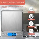 Food Scale Small Gram Scale Digital Gram and Ounce Scale, USB Rechargeable 0.01g/0.001oz Accurate, MEIYA Kitchen Scale for Soap Making, Jewelry, Baking, Tare Function, Including Battery and 2 Trays