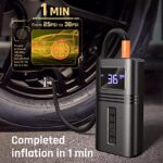 RYSEAB Tire Inflator Portable Air Compressor for Car Tire, [Cordless & Strong Power] Air Pump for Car Tire with 6000mAh Battery [Fast inflate 150PSI] Tire Pump with LED Light for Car Bike Motor Ball…