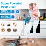 INSETech Cordless Vacuum Cleaner, 10-in-1 30Kpa Powerful Cordless Stick Vacuum, Rechargeable Cordless Vacuum 45min Runtime, Lightweight Vacuum Cleaners for Home Carpet Floor Pet Hair (Blue)