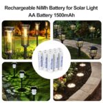 PEYESTEN Rechargeable NiMh AA Batteries 1500mAh, 1.2V Double A Batteries for Solar Garden Lights, Pathway Lights, Home Device, TV Remote, 12 Pack, Pre-Charged