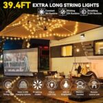 mlogiroa 2 in 1 Solar Camping String Lights – 39.4Ft Ultra Long String with Portable Bag & Remote Control, Rechargeable String Lights for Hiking Yard Decorations(Warm)