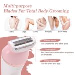 Electric Shaver for Women, YHC 2-in-1 Womens Electric Razor for Face, Legs, Underarm Hair Removal, Rechargeable Bikini Trimmer with LED Display, Cordless, Painless, Wet & Dry Use.