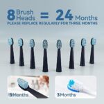 7AM2M Sonic Electric Toothbrush for Adults and Kids- High Power Rechargeable Toothbrushes with 8 Brush Heads,5 Adjustable Modes, Built-in 2-Minute Smart Timer,4 Hours Fast Charge for 75 Days(Navy)