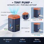 Electric air Pump for Inflatables, Portable Rechargeable Mini Pump with 1200mAh Battery for Air Mattress Couch Pool Floats,Blow Up Pool Raft Bed Boat Toys,Vacuum Bags,Yoga Exercise Ball,Hopper Balls