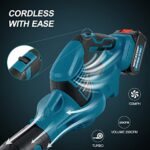 Cordless Leaf Blower – 21V 600W 250CFM 130MPH Electrical Handheld Blower with 2 Batteries & Charger, Battery Powered Leaf Blower Lightweight for Leaf, Snow, Dust Blowing