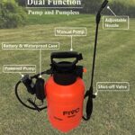 Battery Powered Sprayer and Pump Sprayer (Dual Function) for Lawn and Garden with Rechargeable Lithium Ion Power Bank and Shoulder Strap (1.35 Gallon)