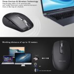 FMOUSE Wireless Mouse for Laptop, Ergonomic Bluetooth Mouse with Tri-Mode (Dual Bluetooth + 2.4GHz) 2400 DPI USB C Rechargeable Silent Mice for PC Computer Desktop (Black)