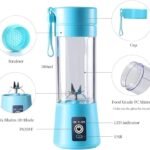 Portable Blender Mixer,Personal Juicer,Smoothies and Shakes Blender,HandCup Fruit Machine Blender 380 ML (Blue, Pink, Purple & Pink Color available) (Blue)