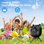 Bubble Machine for Kids Toddlers, 30000+ Bubbles Per Min 180° Auto Roating Rechargeable Battery, 500ml Automatic Bubble Blower with 2 Speeds, Bubble Maker for Outdoor Party Wedding Birthday, Black