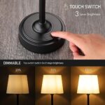 O’Bright Seraph – Cordless LED Table Lamp with Dimmer, Built-in Rechargeable Battery, 3-Level Brightness, Patio Table Lamp, Bedside Night Lamp, Ambient Light for Restaurant, Black