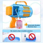 Upgraded Bazooka Bubble Gun with Built-in Bubble Solution, Bubble Machine Gun with Light? 9000+ Bubbles Per Min Bubbles for Kids and Toddlers Outdoor Toys, Birthday Gift for Girls and Boys-Blue