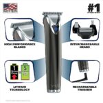 Wahl USA Stainless Steel Lithium Ion 2.0+ Slate Beard Trimmer for Men – Electric Shaver, Nose Ear Trimmer, Rechargeable All in One Men’s Grooming Kit – Model 9864