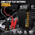 VTOMAN X5 Jump Starter with Air Compressor, 3500A Portable Car Battery Booster (Up to 9L Gas/8L Diesel Engines) with 160PSI Digital Tire Inflator, 12V Lithium Battery Jump box with Type-C Quick Charge