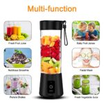 Portable Blender, YKSINX Personal Mini Blender Smoothies and Shakes USB Rechargeable Juicer Cup Travel Handheld Fresh Juice Blender (Black)