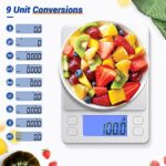 Kitchen Food Scale, Rechargeable Scale for Food Ounces and Grams, High Precision Digital Scale Used for Baking, Coffee Making, with LCD Display and 2 Trays