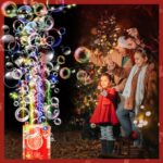 Ivtivfu Fireworks Bubble Machine with Lights for Party (13 Holes with 80ml Bubble Solution), Firework Bubble Machine, Kids Bubble Machine with Closeable Sound, Chinese New Year, Party, Christmas