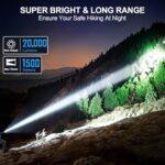 Rechargeable Flashlights 20,000 High Lumens, 1500M Long Throw Super Bright LED Small Powerful Flashlight with Memory Function, 6Modes Pocket Waterproof Flash Light for Camping,Hiking,Emergency