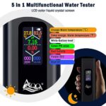 AQQA 5 in 1 Salinity Digital Tester,Rechargeable Battery Multifunctional High Accuracy Water Temperature ?/?/PH/Salinity/TDS/EC Meter,for Hydroponics,Drinking Water,Wine, Spa,Aquariums,Pool