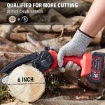 TIETOC Cordless Mini Chainsaw 6 Inch [Women Friendly] Small Battery Powered Electric Saws With Security Lock & Auto Oiler System, Super Handheld Rechargeable Chain Saw For Wood/Tree Cutting